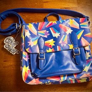 Large Royal Blue Rainbow Starburst Satchel Crossbody